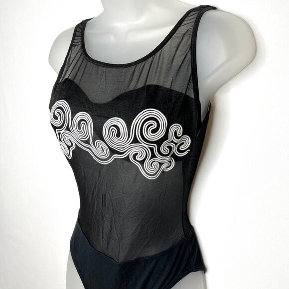 Vintage Yaz Wear Newport News Black Sheer Bodysuit Small - Picture 3 of 14